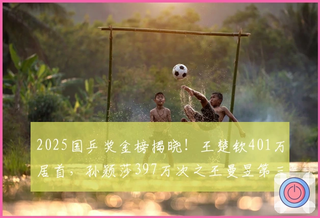 2025国乒奖金榜揭晓！王楚钦401万居首，孙颖莎397万次之王曼昱第三
